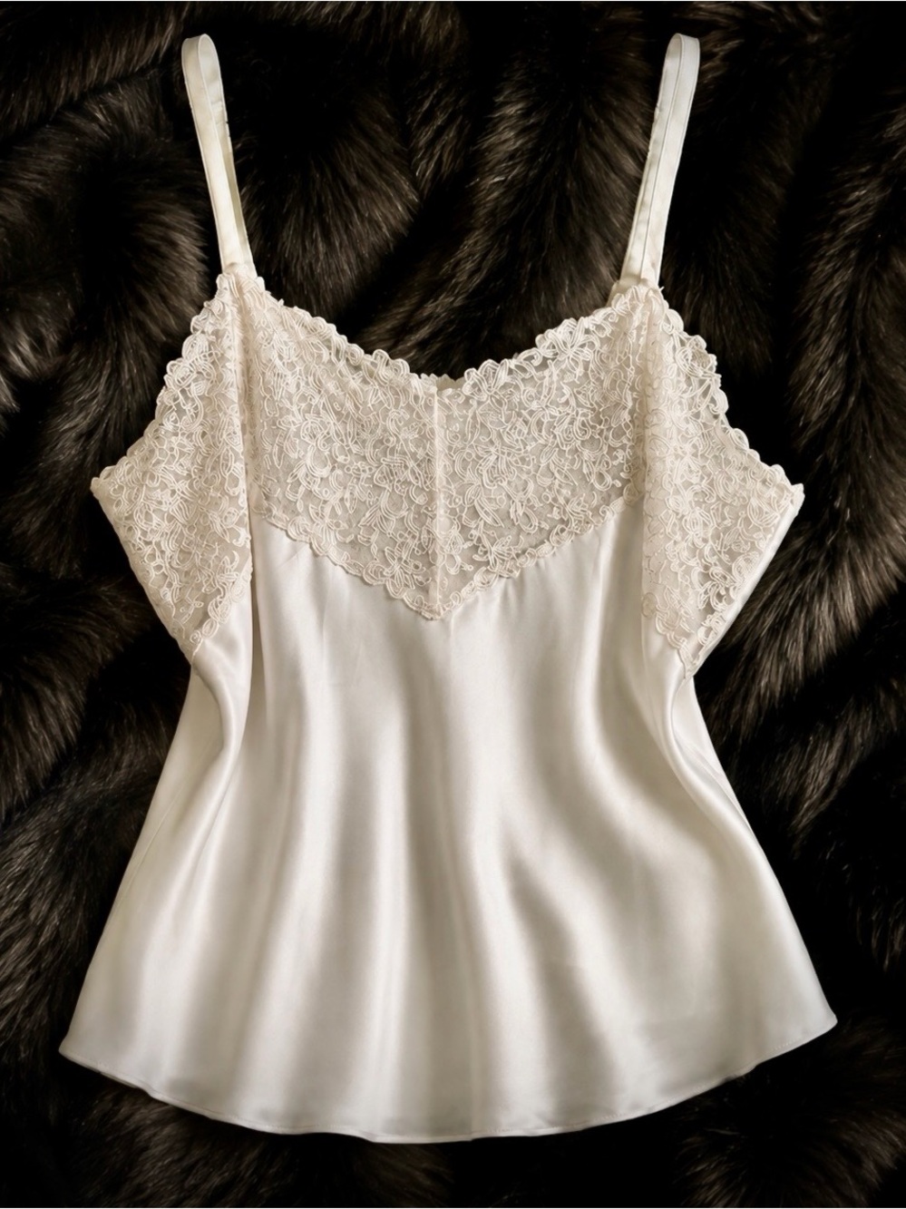 Ivory Satin Lace Camisole | Vintage Cabernet| Size L